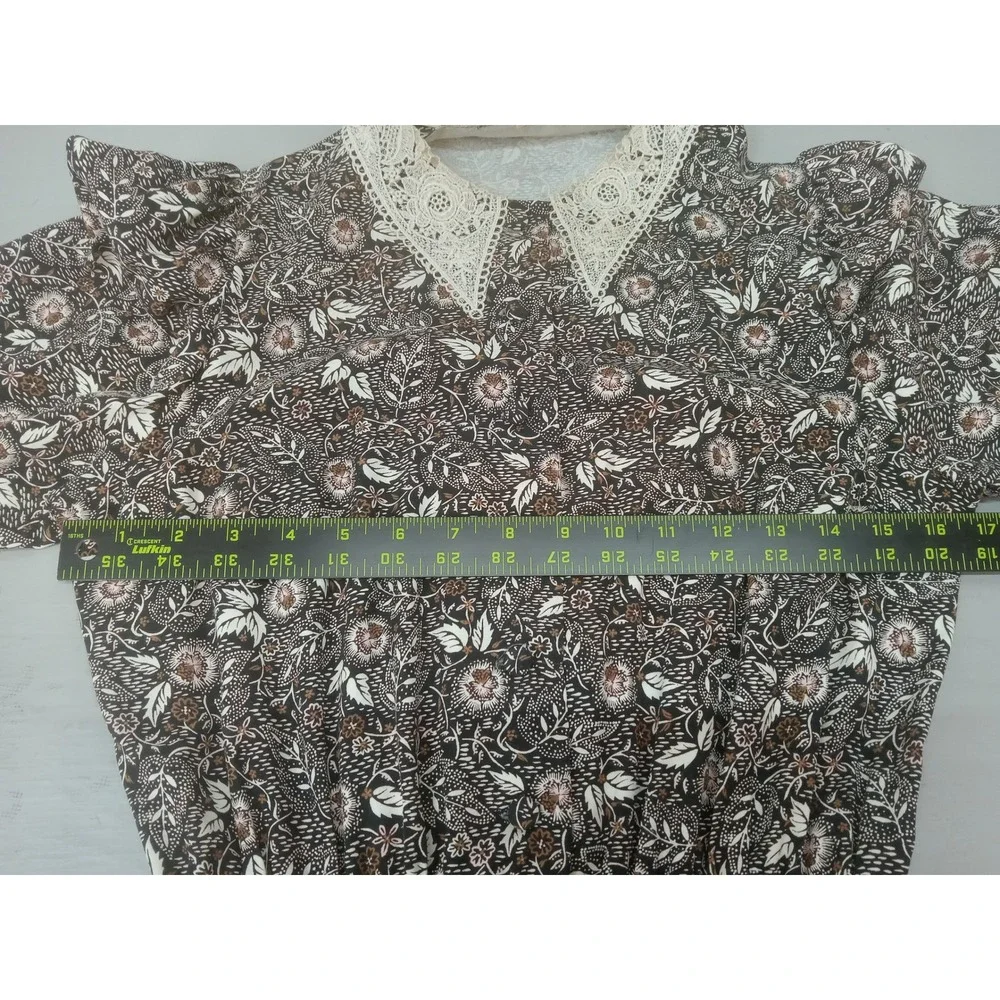 J.Jill Prairie Long Sleeve Maxi Dress Floral Lace Trim Cottagecore Vintage Small